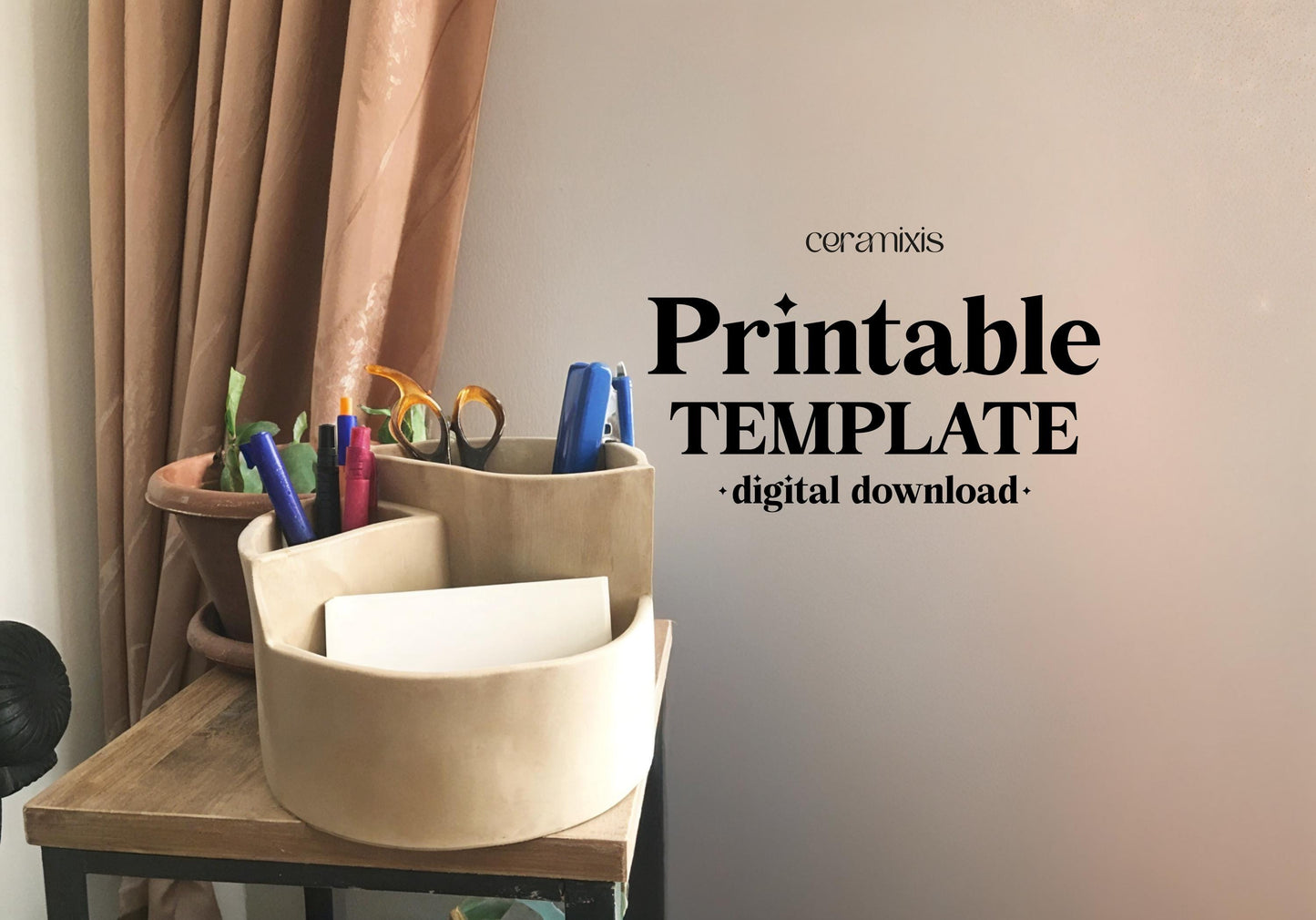 Desk Organizer Pottery Template, Ceramic Slab Building, Digital Download