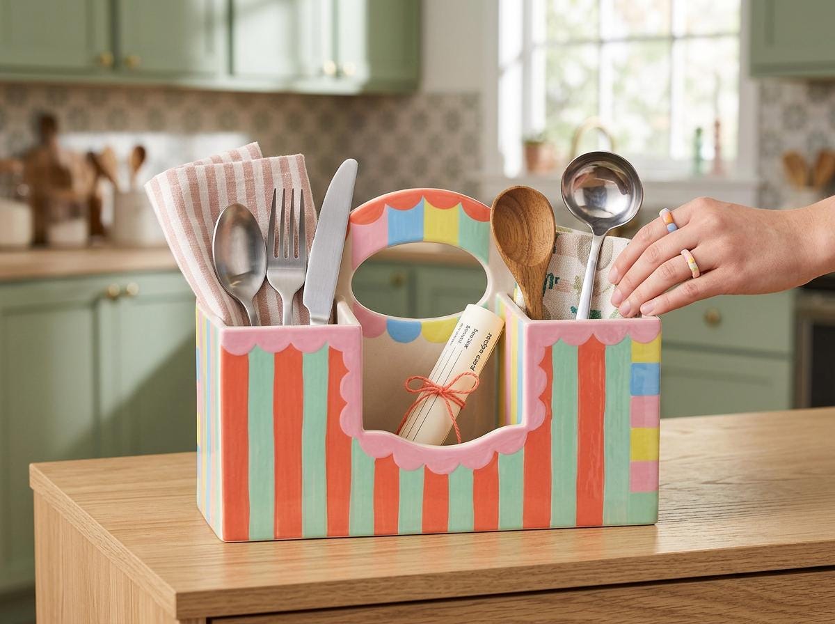 Kitchen Organizer with Handle Pottery Template, Ceramic Slab Building, Digital Download