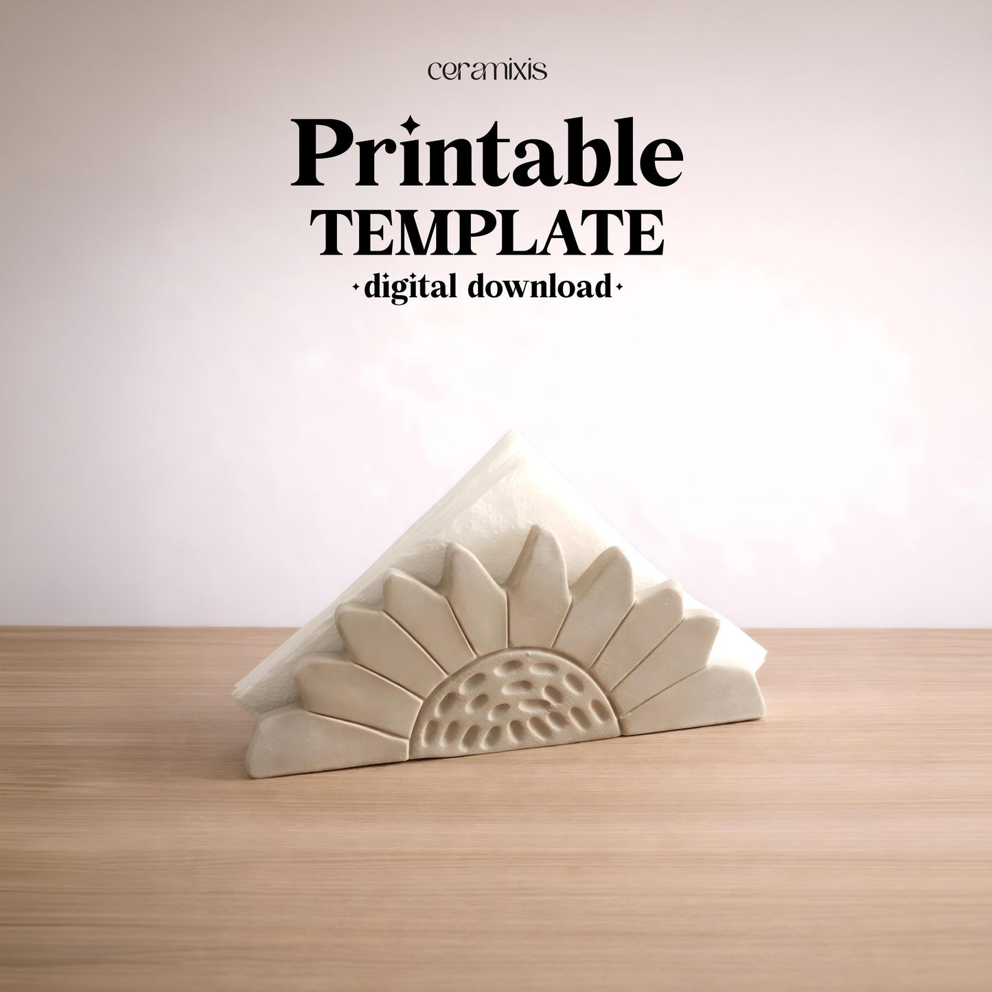 Sunflower Napkin Holder Pottery Template, Ceramic Slab Building, Digital Download