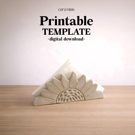 Sunflower Napkin Holder Pottery Template, Ceramic Slab Building, Digital Download