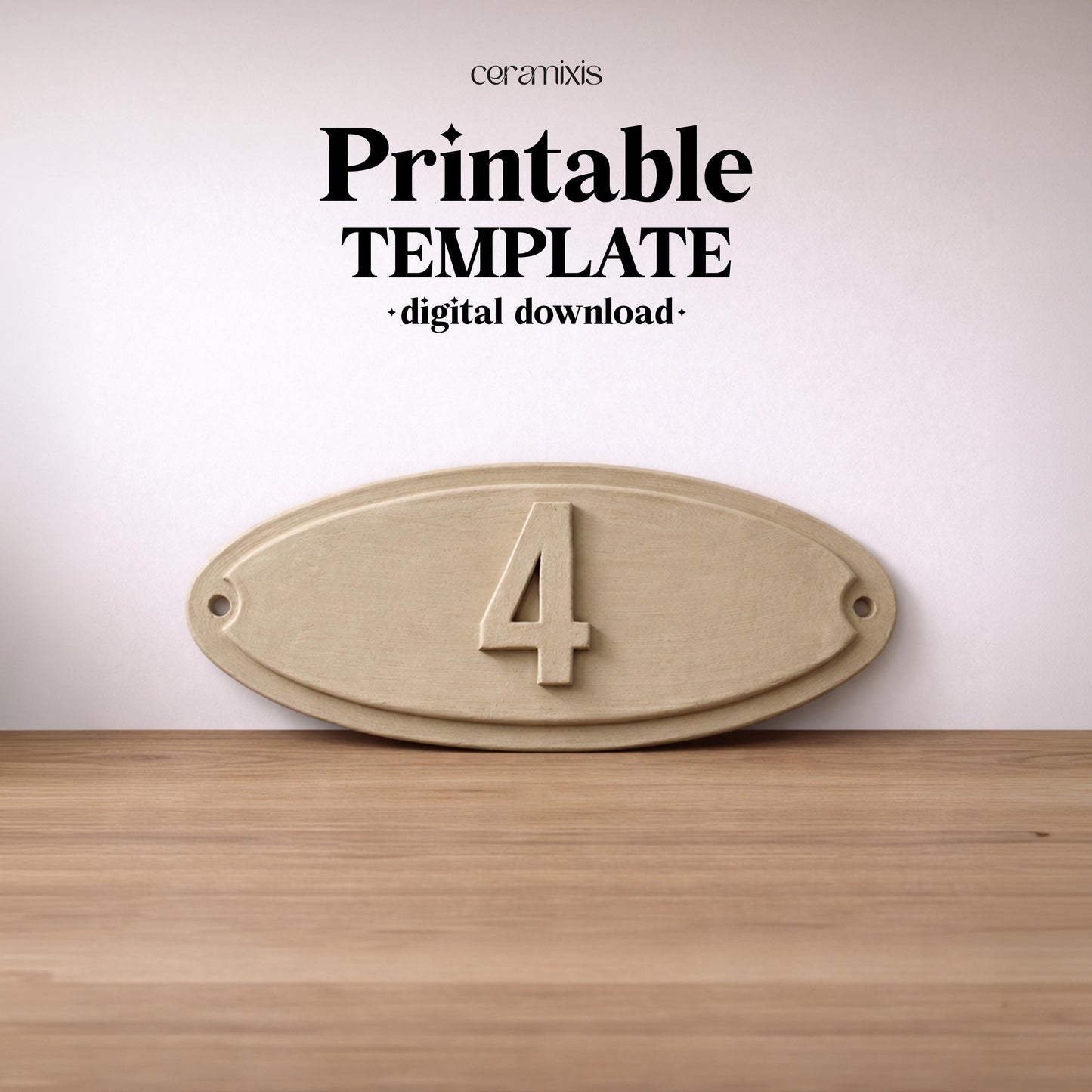House Number Sign Pottery Template, Ceramic Slab Building, Digital Download