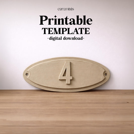 House Number Sign Pottery Template, Ceramic Slab Building, Digital Download