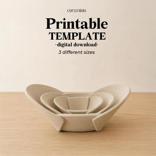 Oblong Bowl Pottery Template, Fold-Up Bowl, Ceramic Slab Building, Digital Download