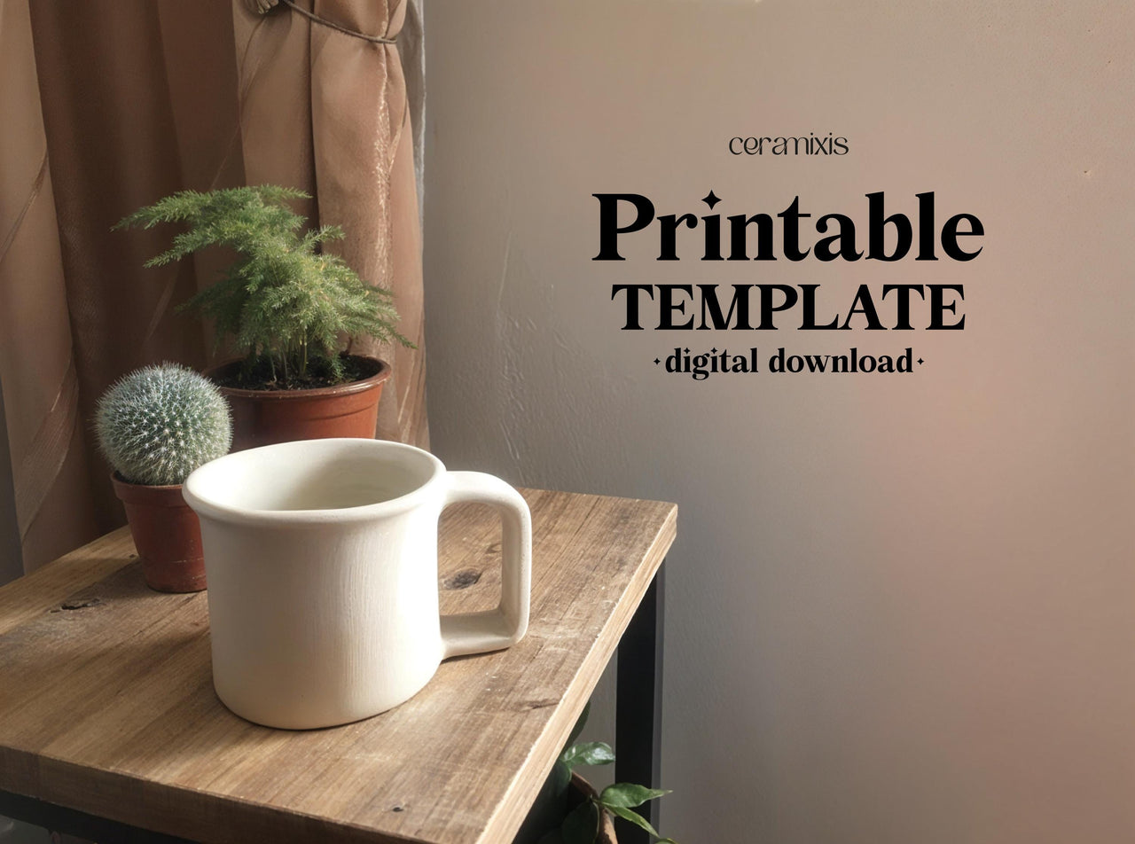 Mug Pottery Template – Design 2, Ceramic Slab Building, Digital Download