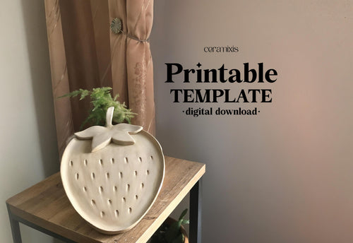 Strawberry Plate Pottery Template, Ceramic Slab Building, Digital Download