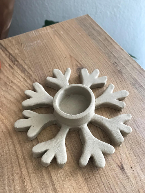 Snowflake Candle Holder Pottery Template, Ceramic Slab Building, Digital Download