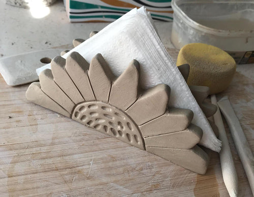Sunflower Napkin Holder Pottery Template, Ceramic Slab Building, Digital Download
