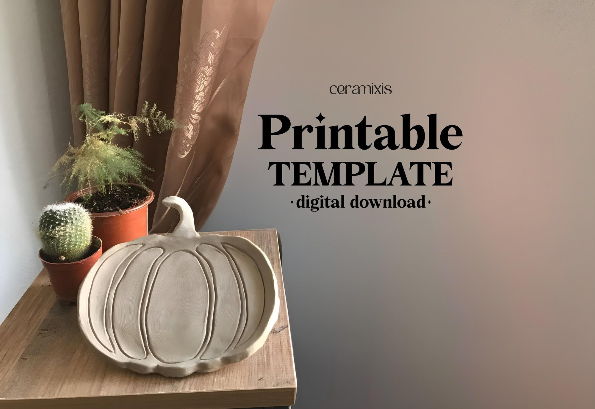 Pumpkin Plate Pottery Template, Halloween Decor, Ceramic Slab Building, Digital Download