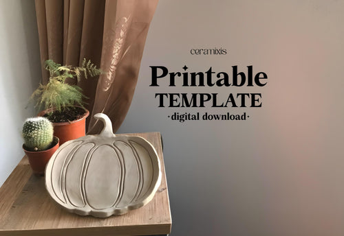 Pumpkin Plate Pottery Template, Halloween Decor, Ceramic Slab Building, Digital Download