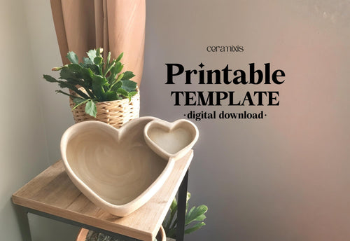 Heart Shaped Chips and Dip Bowl Template, Ceramic Slab Building, Digital Download