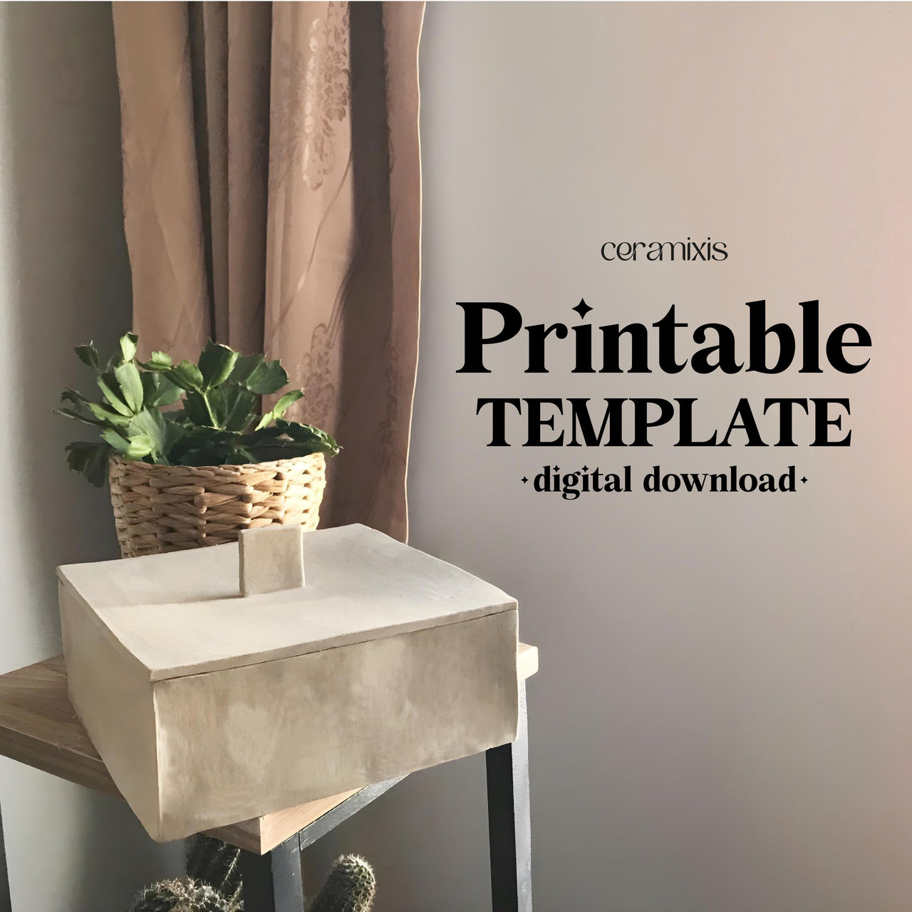 Square Box Pottery Template, Ceramic Slab Building, Digital Download