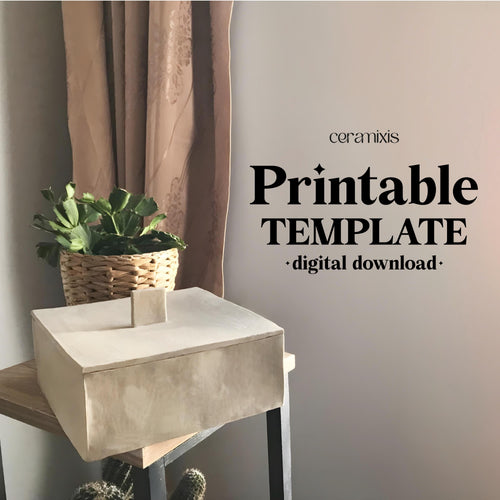 Square Box Pottery Template, Ceramic Slab Building, Digital Download