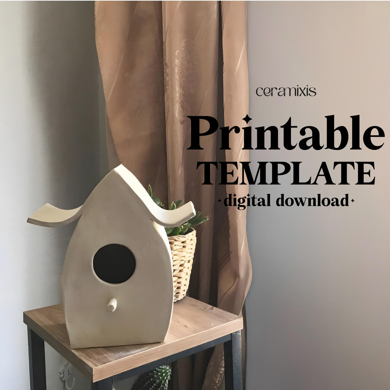 Birdhouse Pottery Template, Ceramic Slab Building, Digital Download