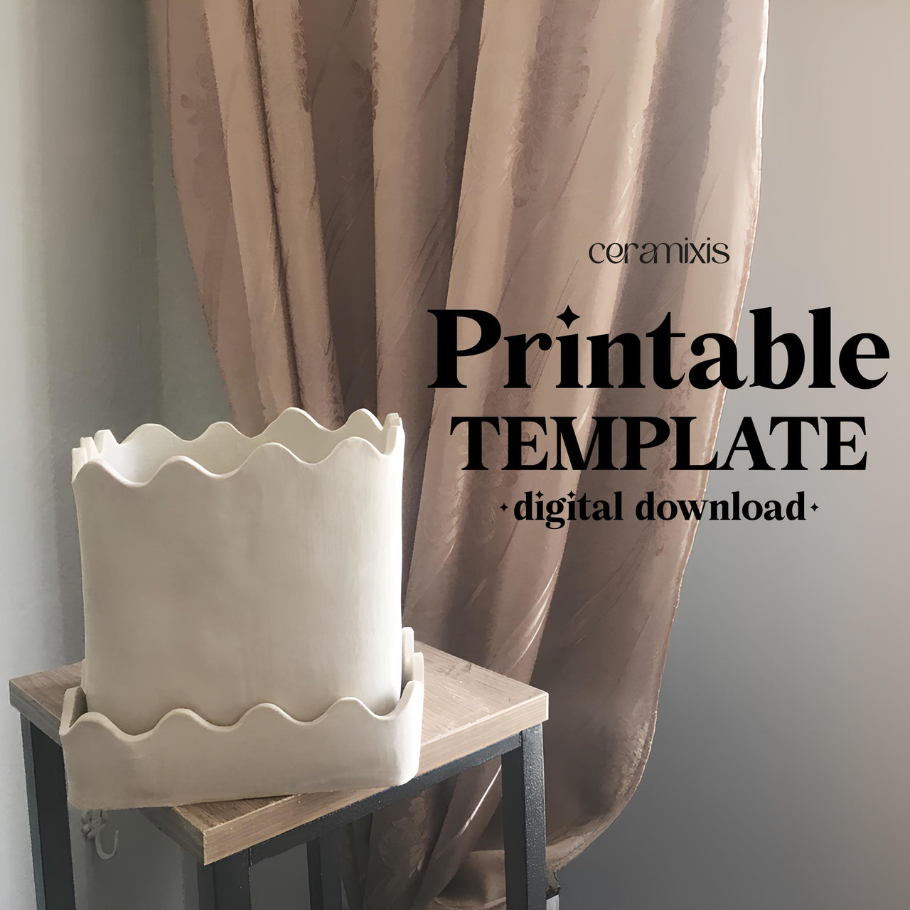 Square Planter Pottery Template, Ceramic Slab Building, Digital Download