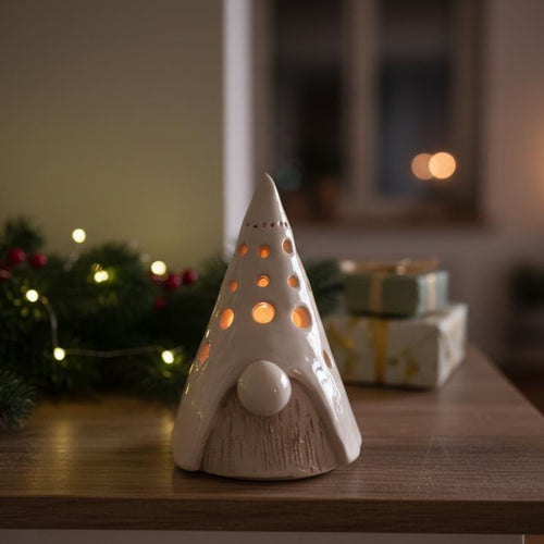 Dwarf Candle Holder Pottery Template, Ceramic Slab Building, Christmas Home Decor, Digital Download