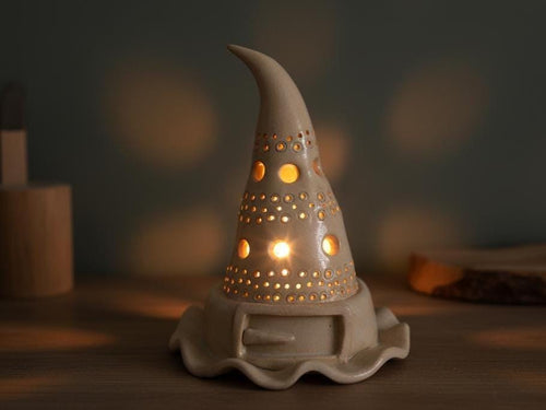 Halloween Witch Hat Candle Holder Pottery Template, Ceramic Slab Building, Digital Download