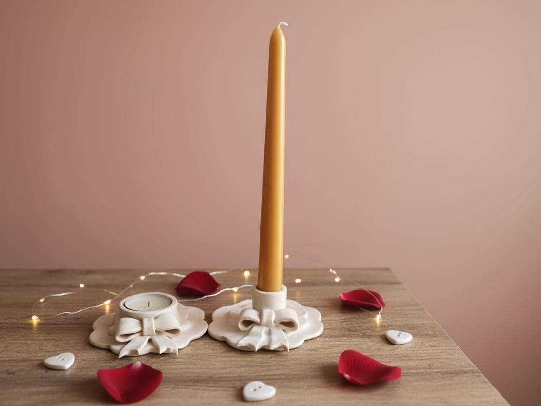Bow Candle Holder Pottery Template, Ceramic Slab Building, Digital Download