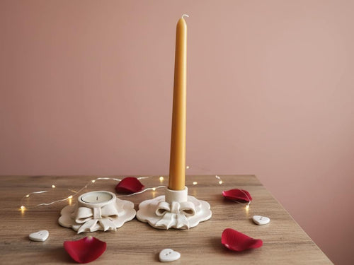 Bow Candle Holder Pottery Template, Ceramic Slab Building, Digital Download