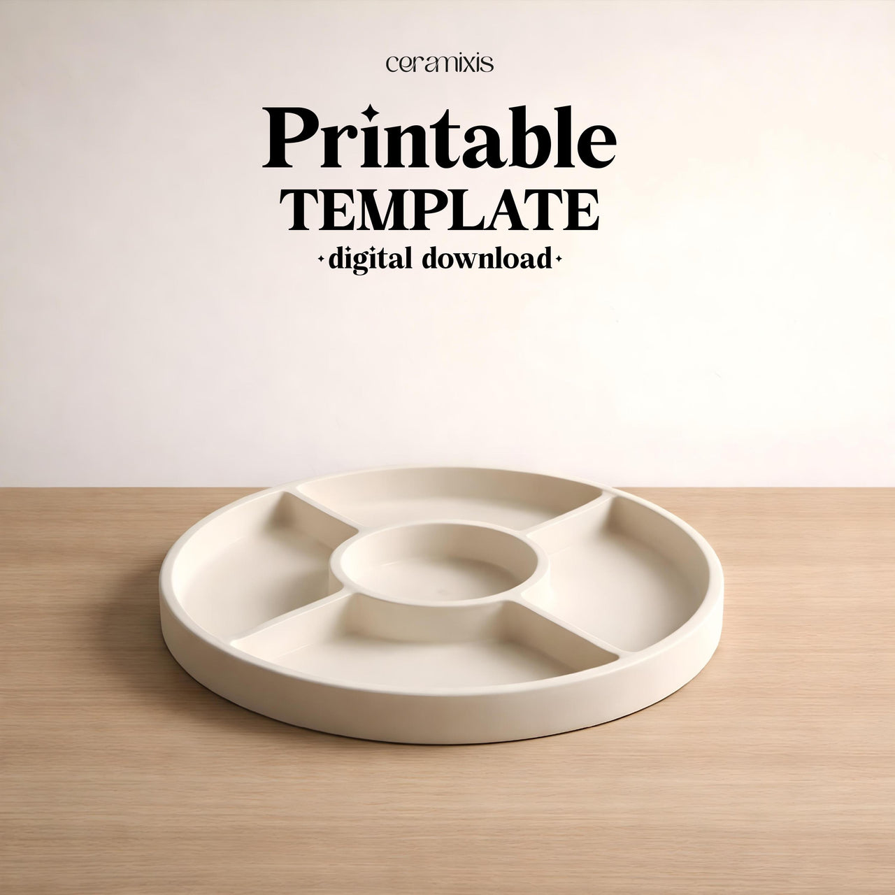 Divided Plate Pottery Template, Ceramic Slab Building, Digital Download