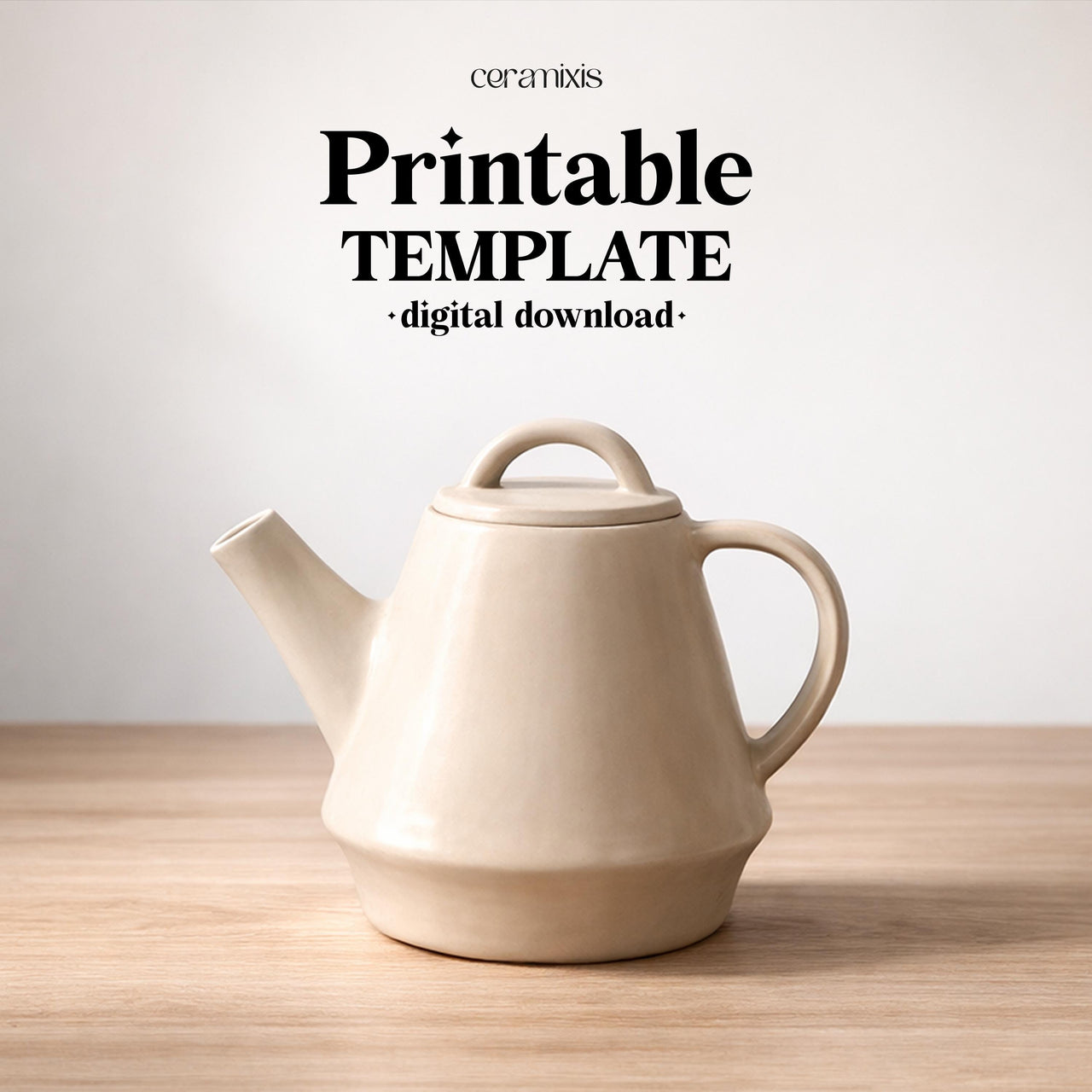 Teapot Pottery Template, Ceramic Slab Building, Digital Download