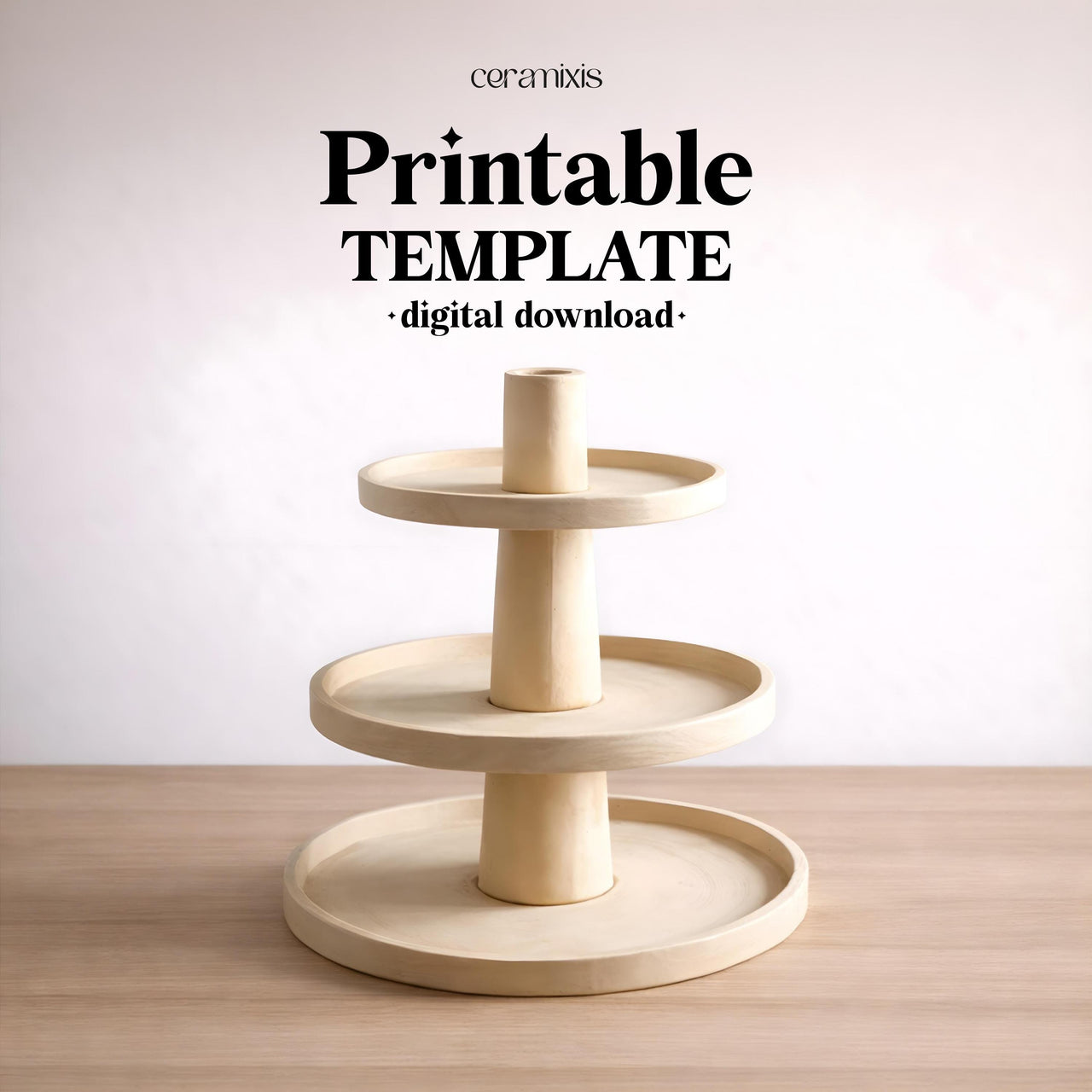 Dessert Serving Stand Pottery Template, Ceramic Slab Building, Video Tutorial, Digital Download
