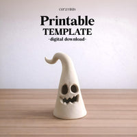 Ghost Candle Holder Pottery Template, Halloween Decor – Design 1, Ceramic Slab Building, Digital Download