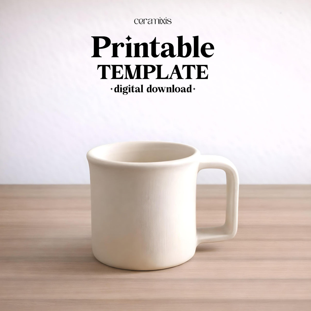Mug Pottery Template – Design 2, Ceramic Slab Building, Digital Download