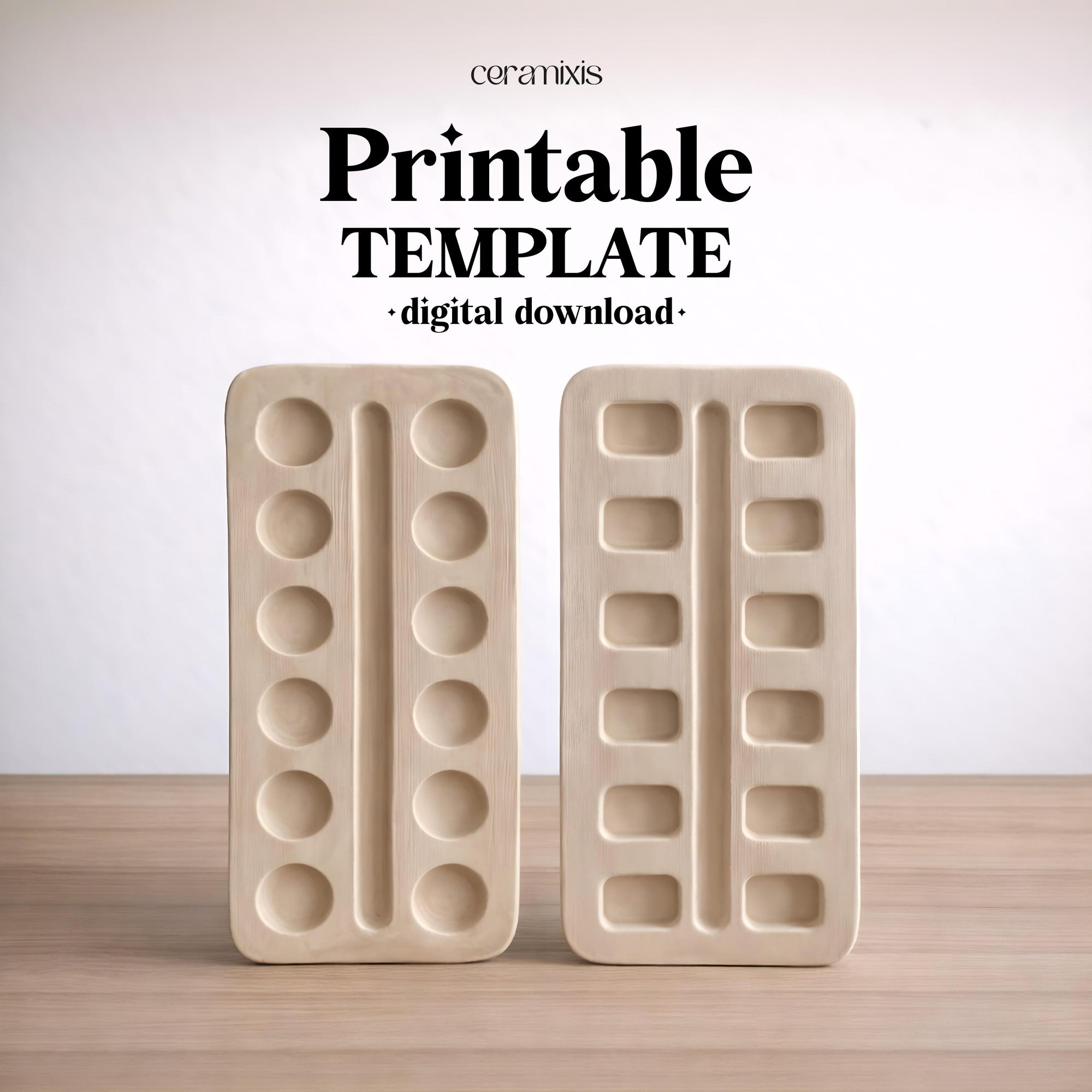 Paint Palette Pottery Template – Design 1, Ceramic Slab Building, Digital Download
