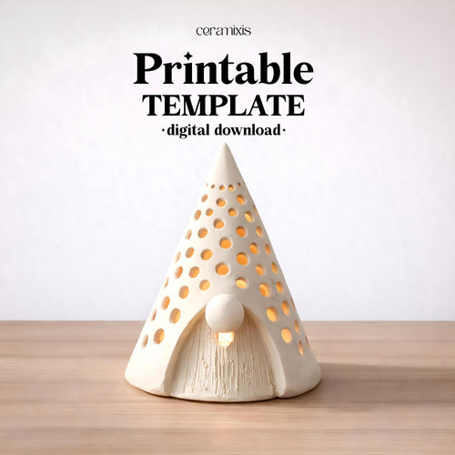 Dwarf Candle Holder Pottery Template, Ceramic Slab Building, Christmas Home Decor, Digital Download