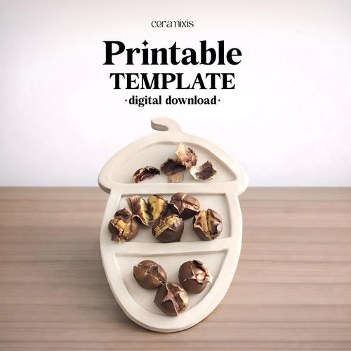 Acorn Plate Pottery Template, Ceramic Slab Building, Digital Download
