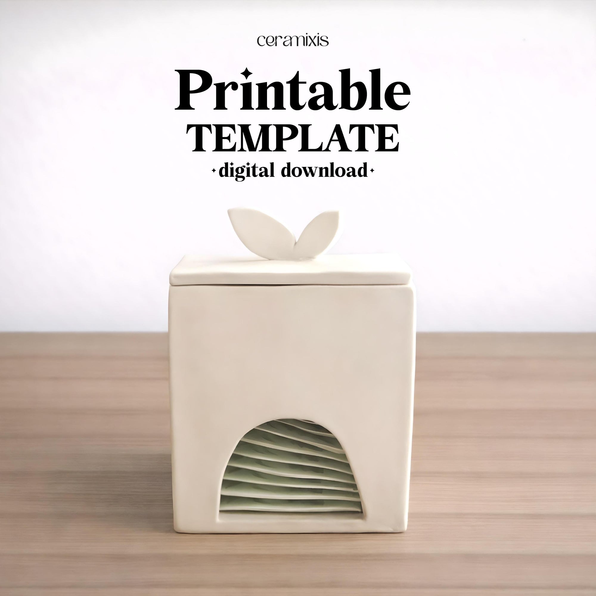 Tea Bag Dispenser Pottery Template, Ceramic Slab Building, Digital Download