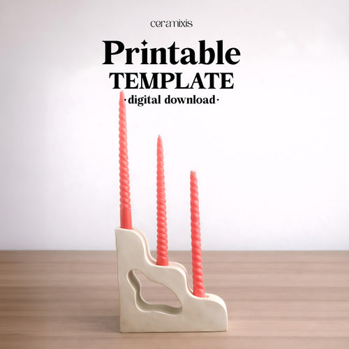 Candle Holder Pottery Template, Ceramic Slab Building, Digital Download