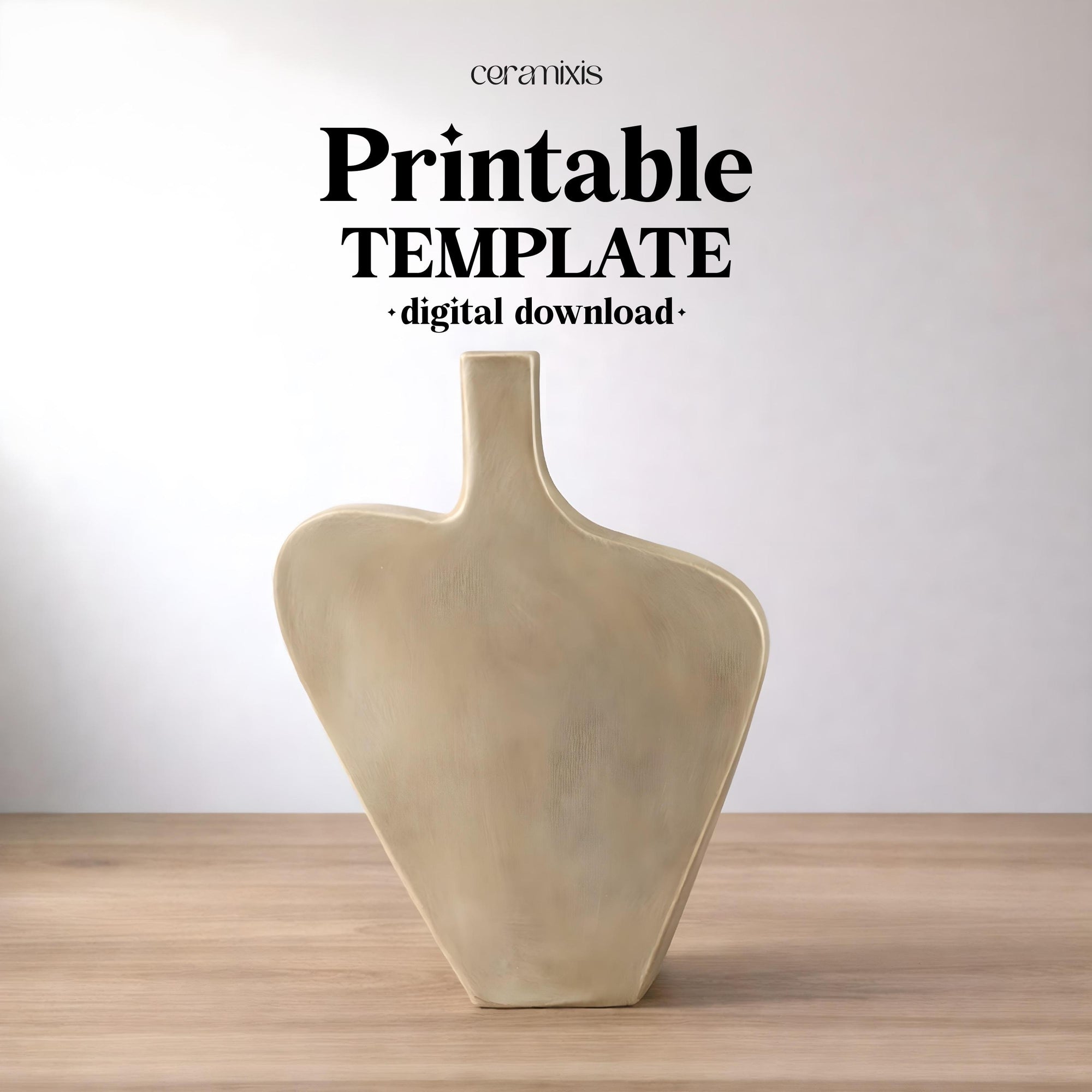 Vase Pottery Template – Design 12, Ceramic Slab Building, Digital Download