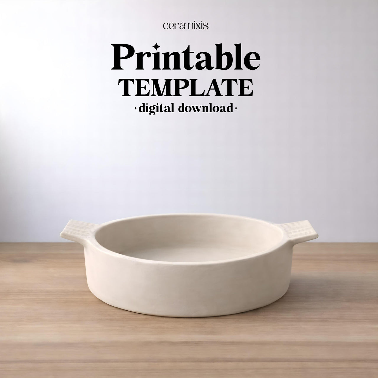 Baking Dish Round Pottery Template, Ceramic Slab Building, Digital Download