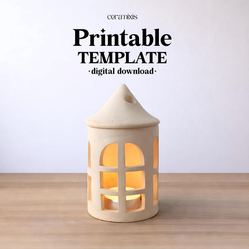 Tealight House Pottery Template, Christmas Ceramic Decor, Slab Building, Digital Download