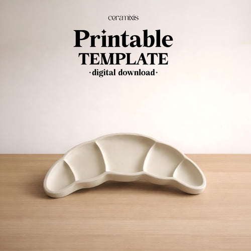 Croissant Plate Pottery Template, Ceramic Slab Building, Digital Download