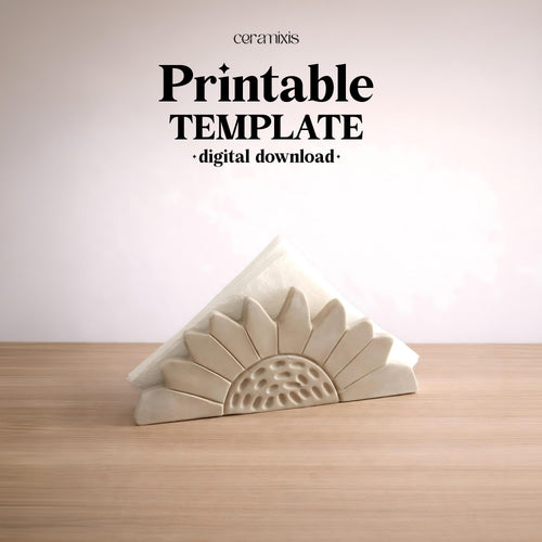 Sunflower Napkin Holder Pottery Template, Ceramic Slab Building, Digital Download