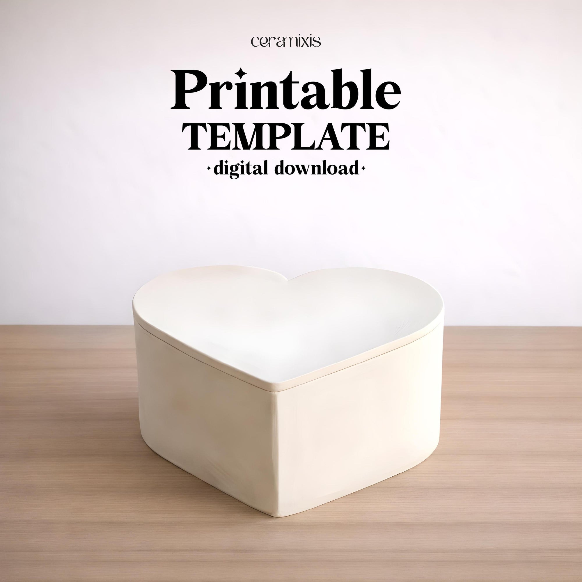Lidded Heart Shape Box Pottery Template, Valentines Day Decor, Ceramic Slab Building, Digital Download