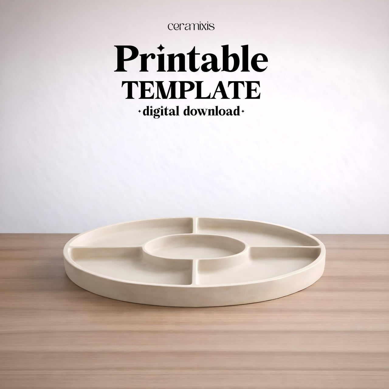 Divided Plate Serving Pottery Template, Ceramic Slab Building, Digital Download