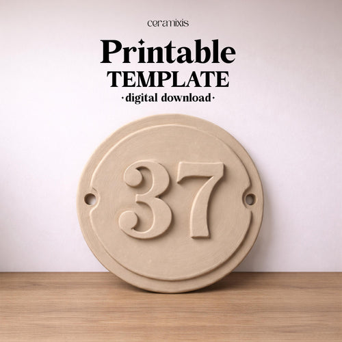 House Number Sign Pottery Template – Design 4, Ceramic Slab Building, Digital Download