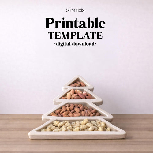 Christmas Tree Plate Pottery Template, Ceramic Slab Building, Digital Download