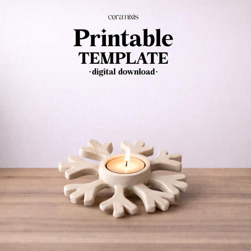 Snowflake Candle Holder Pottery Template, Ceramic Slab Building, Digital Download