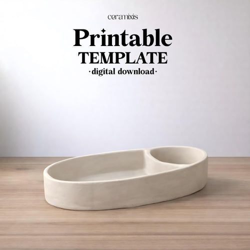 Chips and Dip Bowl Pottery Template, Ceramic Slab Building, Digital Download