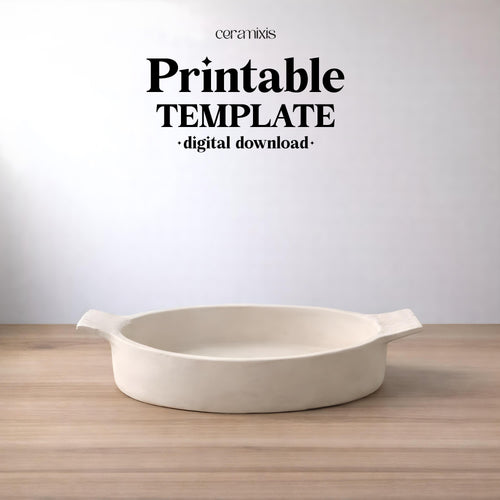Baking Dish Oval Pottery Template, Ceramic Slab Building, Digital Download
