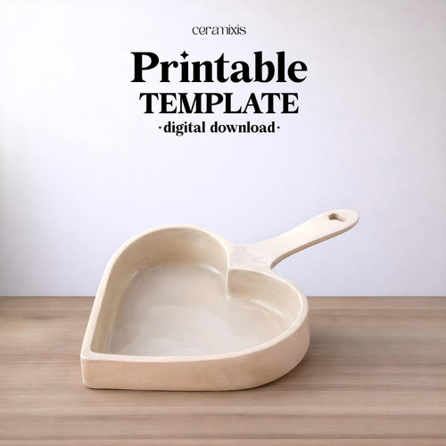 Heart Shaped Pan Pottery Template, Ceramic Slab Building, Digital Download