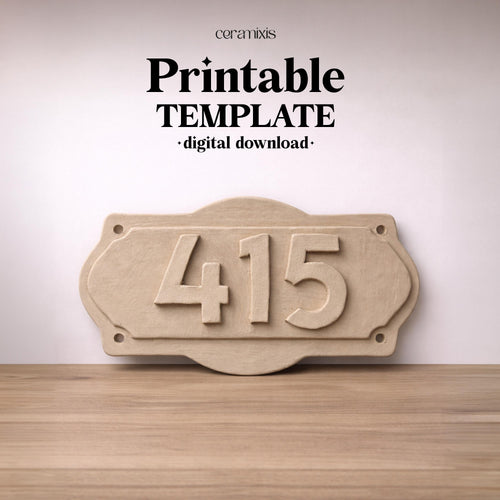 House Number Sign Pottery Template – Design 1, Ceramic Slab Building, Digital Download