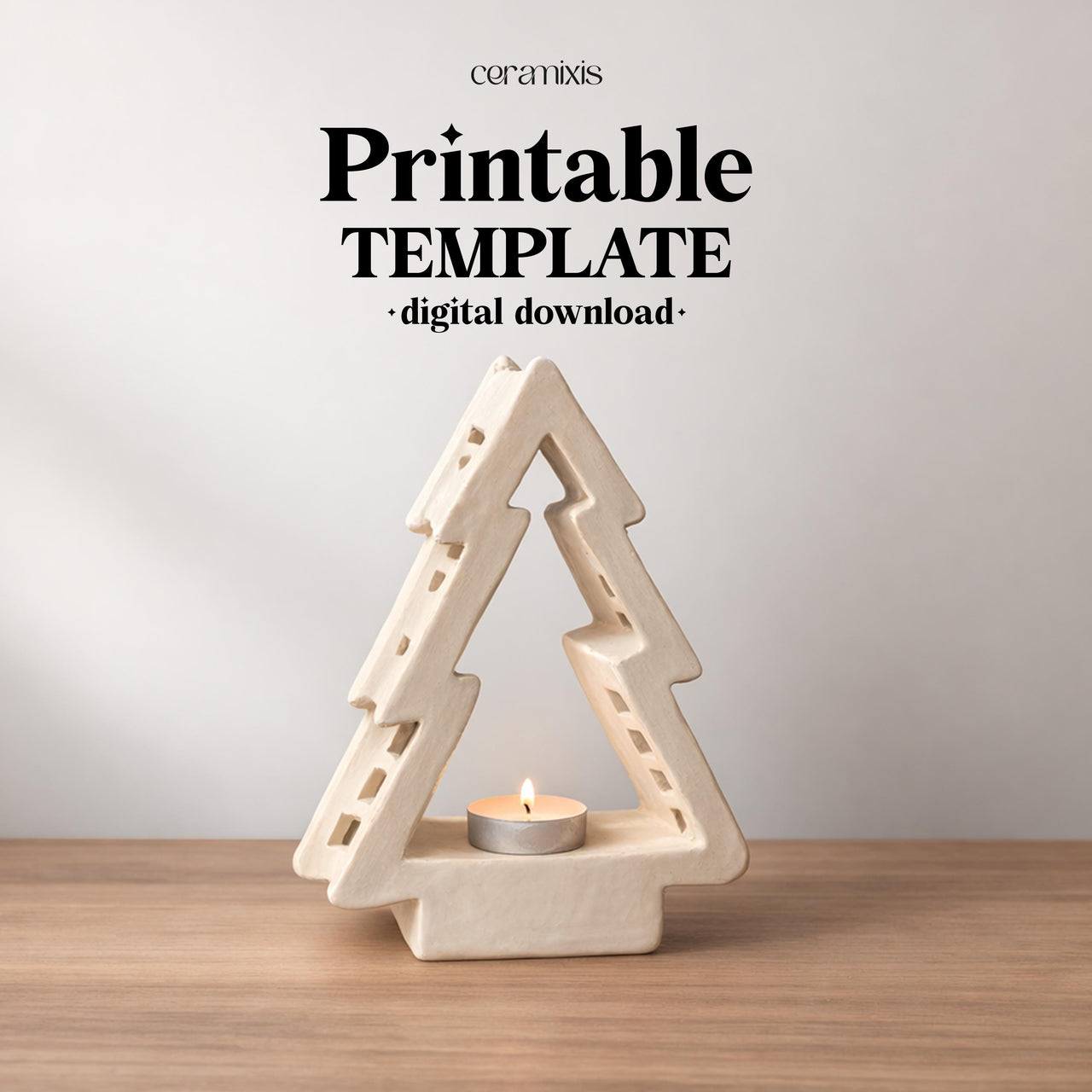 Tree Candle Holder Pottery Template, Ceramic Slab Building, Digital Download