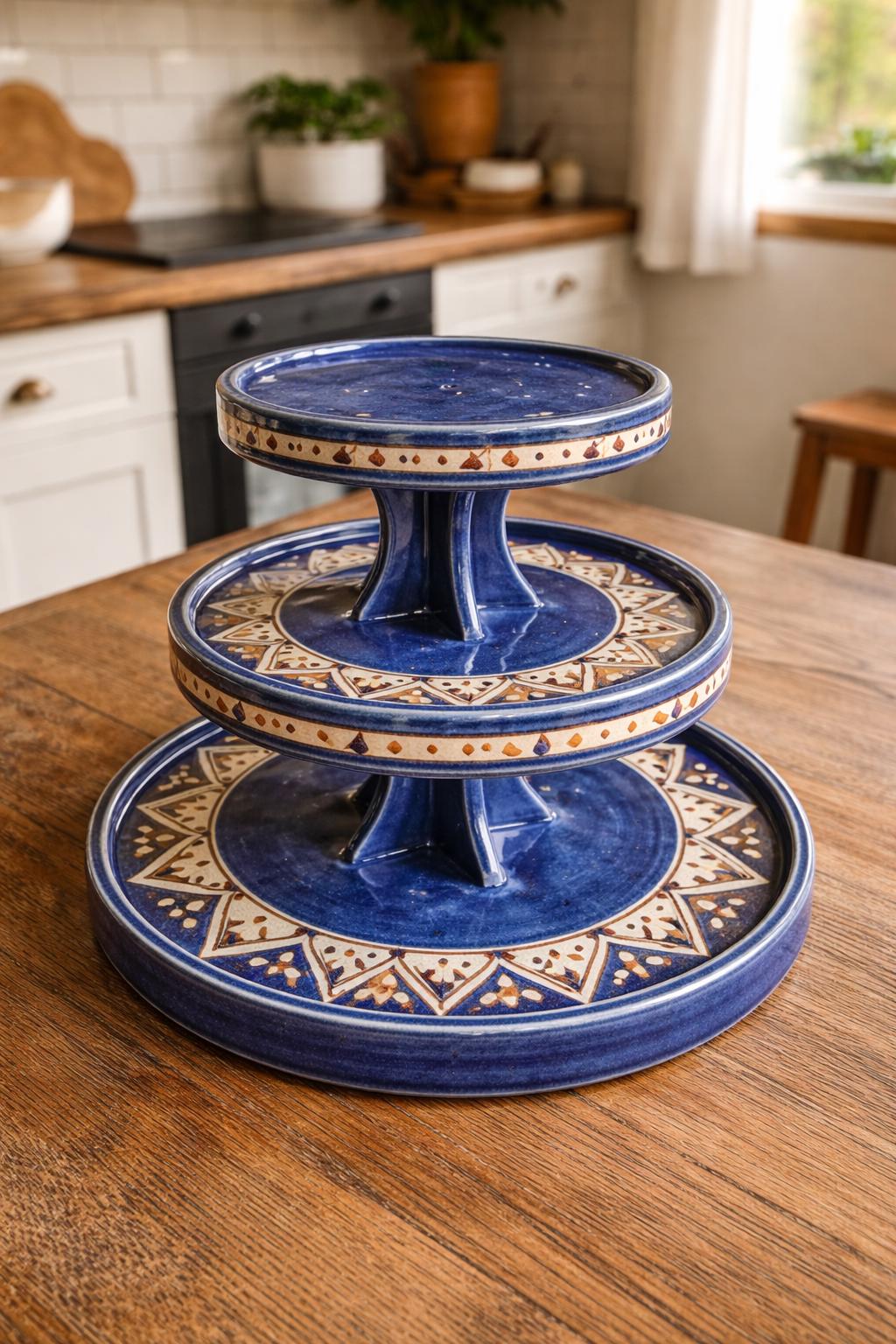 Round Dessert Serving Stand Pottery Template, Ceramic Slab Building, Digital Download