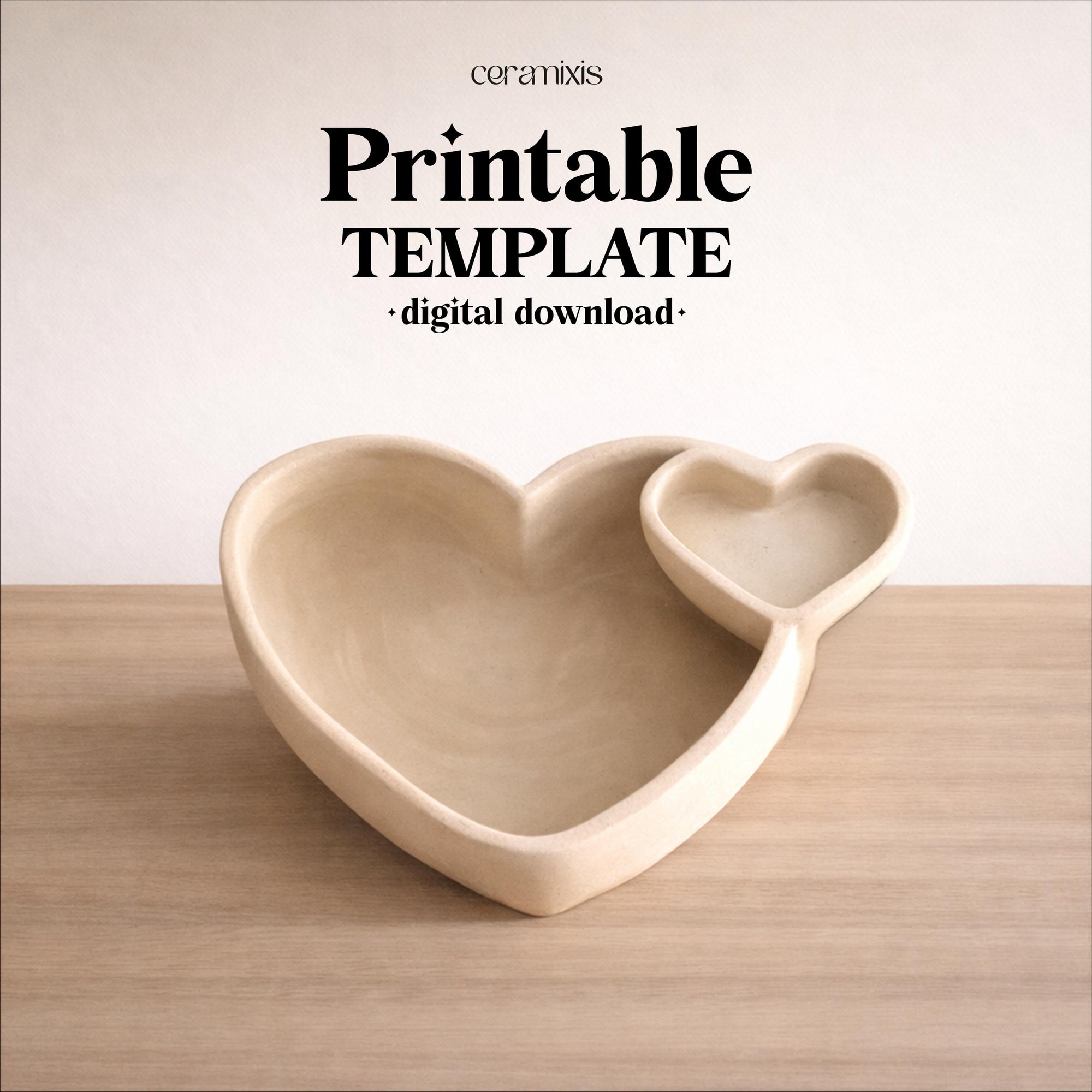 Heart Shaped Chips and Dip Bowl Template, Ceramic Slab Building, Digital Download