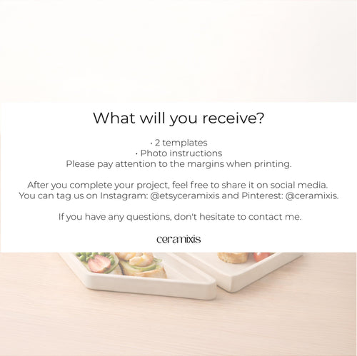 Tapas Plate Pottery Template, Ceramic Slab Building, Digital Download